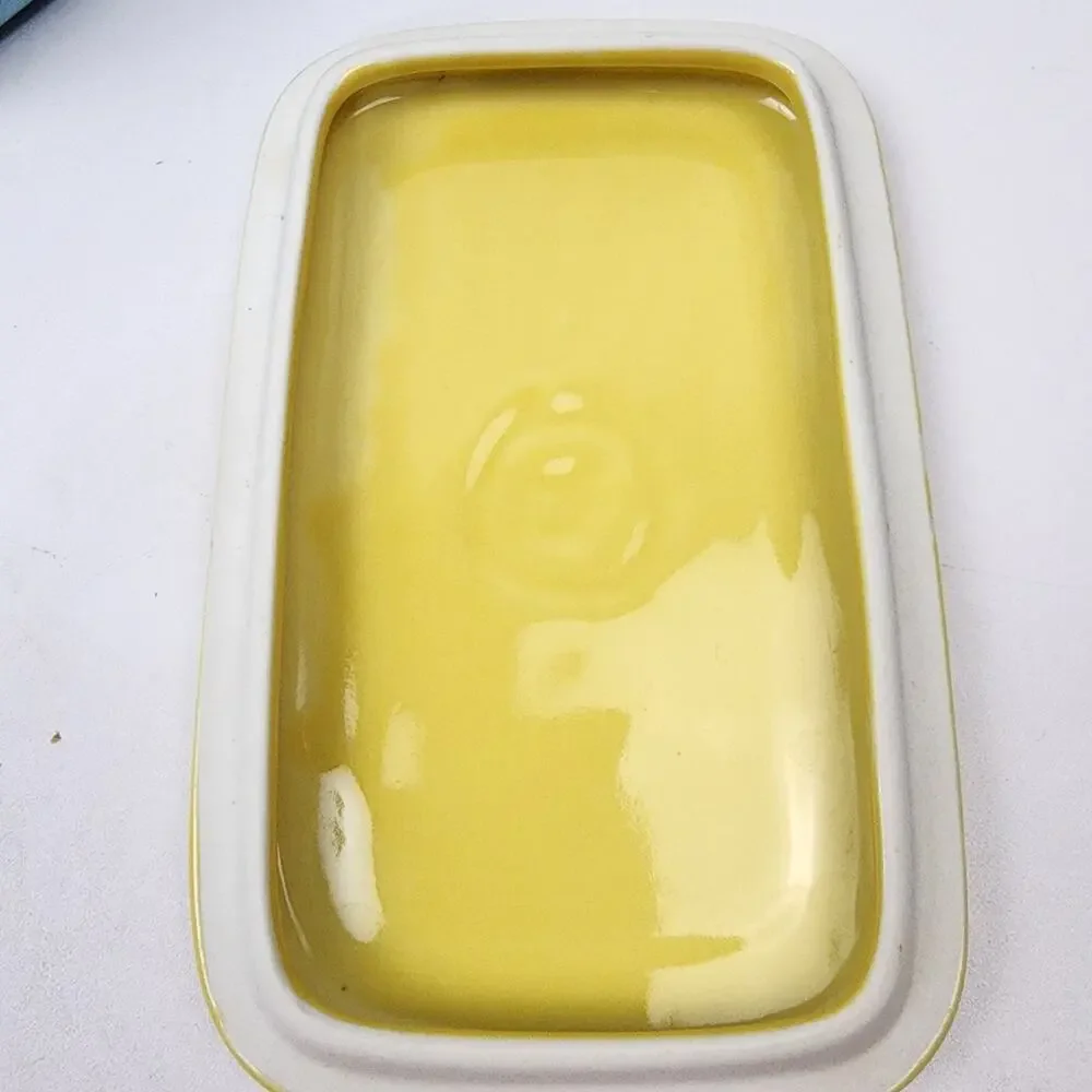 Westinghouse Refrigerator Covered Dish by Hall China Ohio Blue & Yellow 7